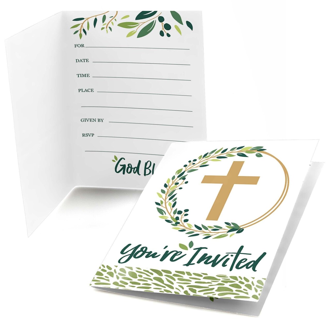 Big Dot of Happiness Elegant Cross - Fill In Religious Party Invitations (8 count)